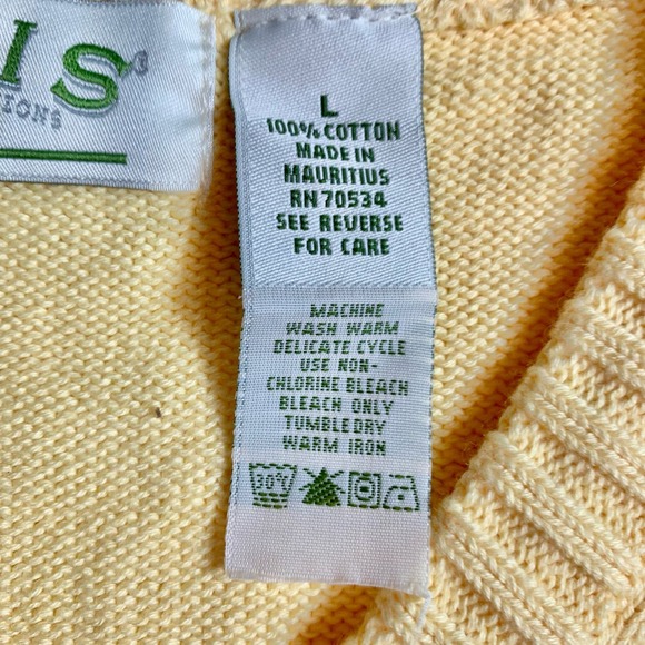 Orvis Vtg ButterYellow Sweater V-Neck Vest Men's L Golf Pullover 77TY Preppycore - Picture 4 of 8